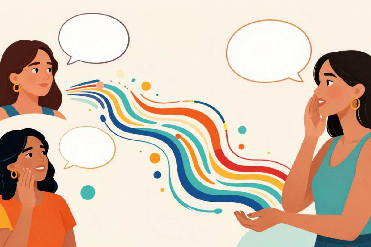 rappresentazione grafica di persona che parla da sola