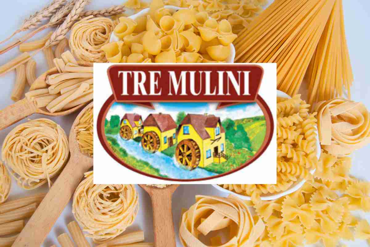 pasta di vari formati e il logo tre mulini