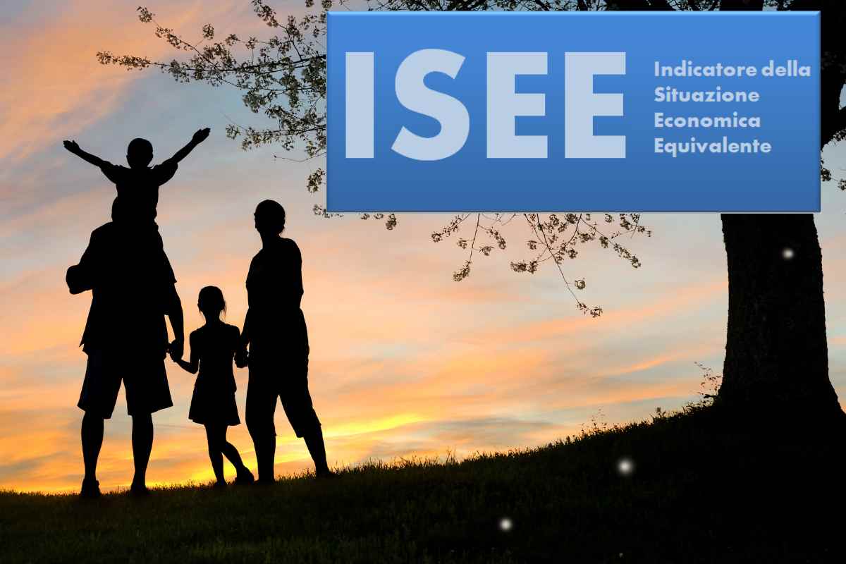 una famiglia e sopra la dicitura ISEE