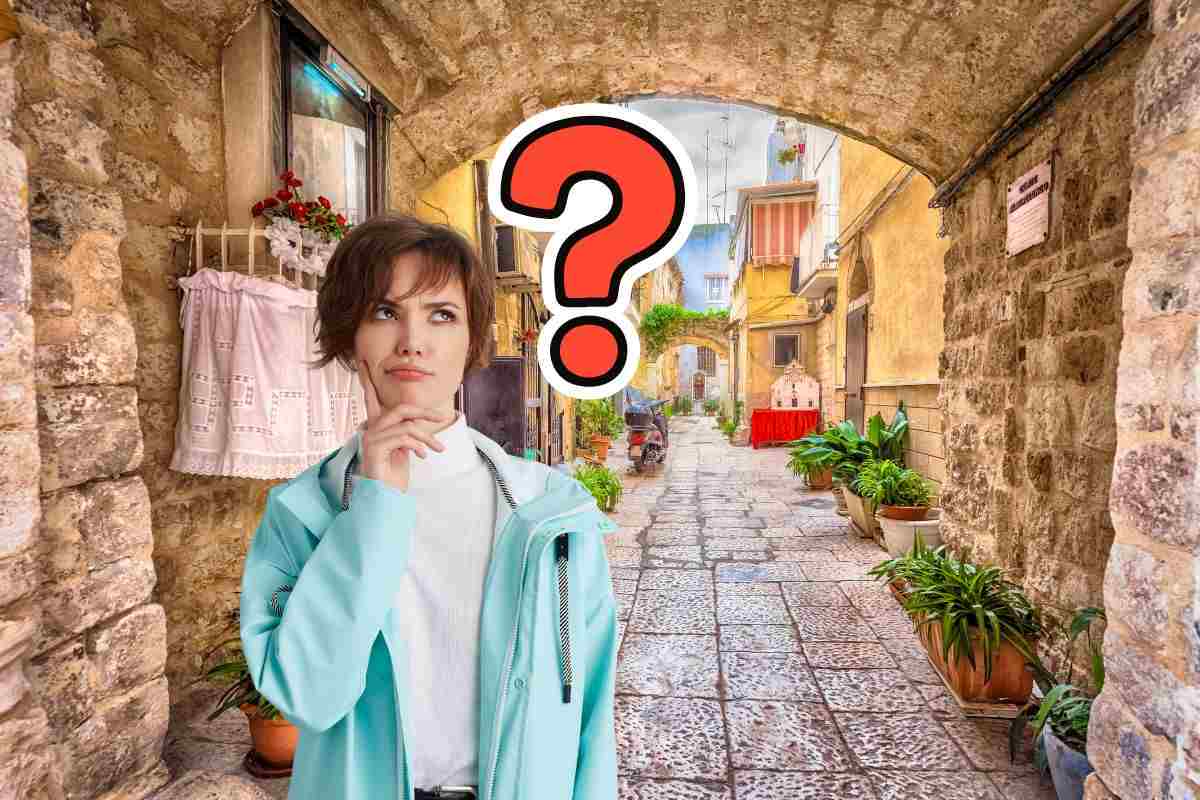 donna che pensa, borgo di bari e punto interrogativo