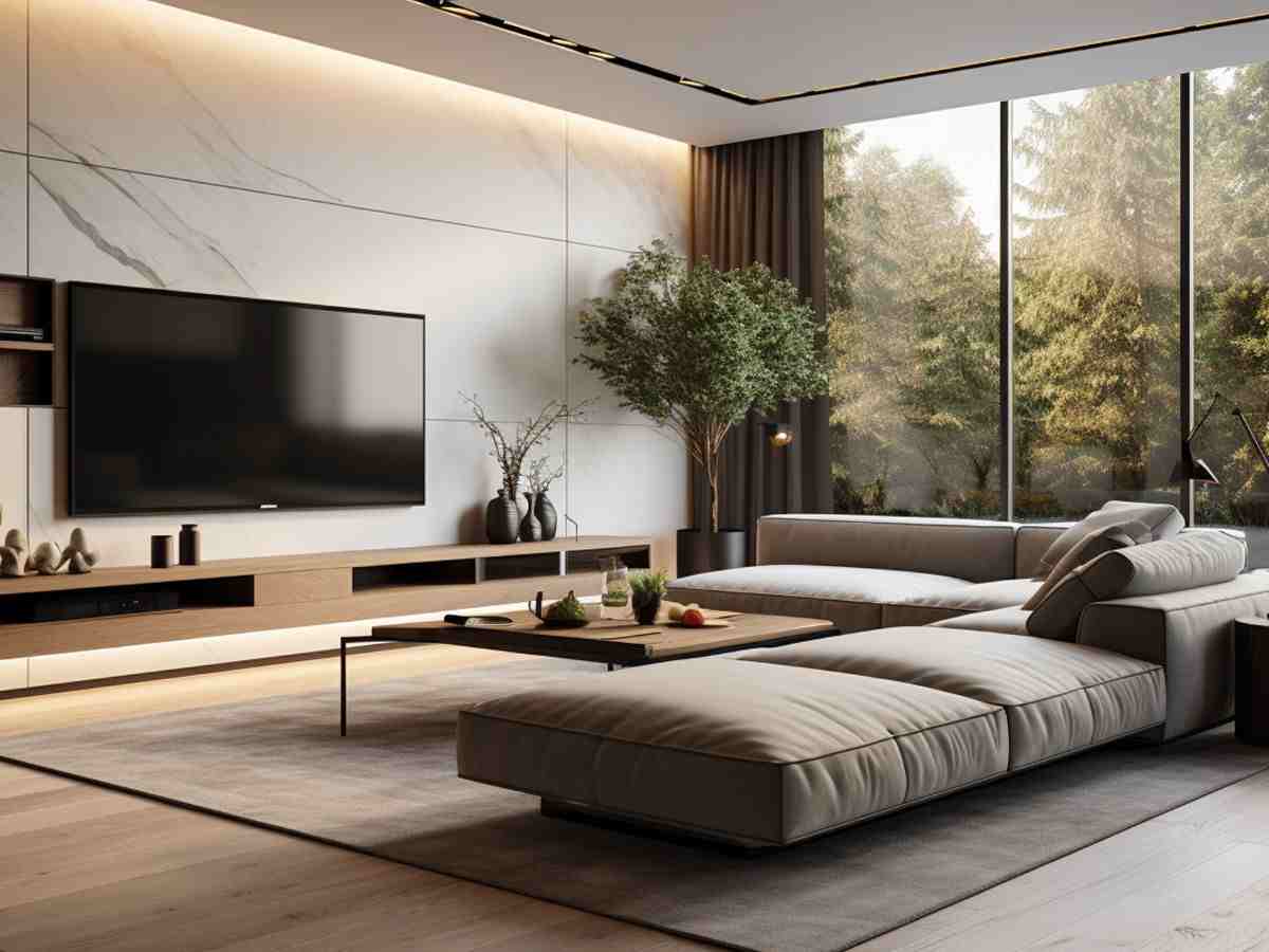 un salotto moderno con un divano chic